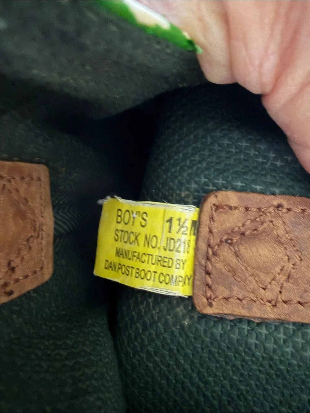 John Deere Tan Leather & Camo Kids Pull-On Boots with Green Trim,Boys 1.5